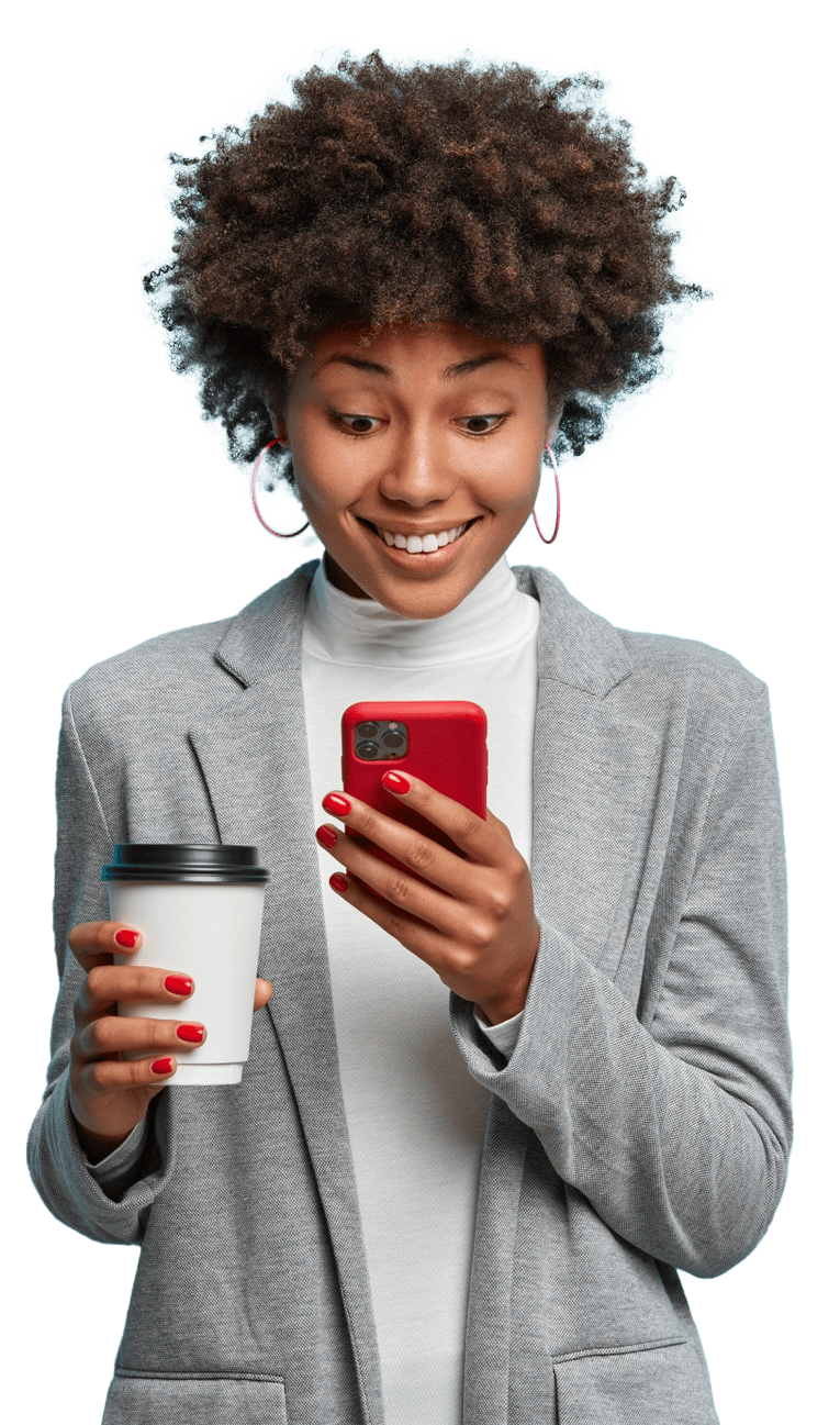 Femme utilisant l'application Zekin